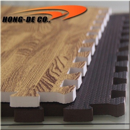 Soft 2x2inch 12mm Wood Grain Interlocking Foam Floor Mats For Sports