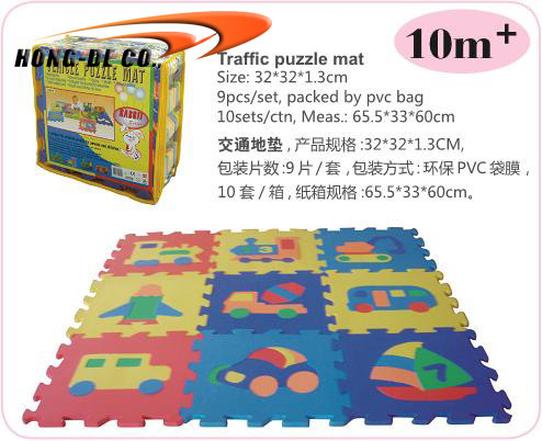Multi Colour Children Traffic Puzzle Foam Mat EN71-1-2-3 Certified
