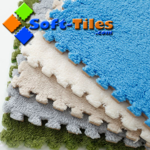 2 Layers 60*60*0.6cm Plush Floor Mat Eva Carpet Tiles For Pet