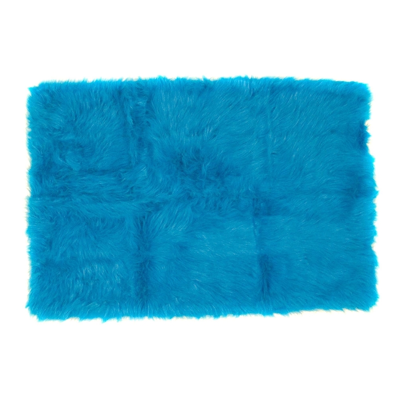 Deep Blue Colour Polyester Area Rugs / Faux Sheepskin Area Rug
