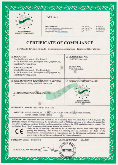 China Qingdao Hongde New Material Co., Ltd certification