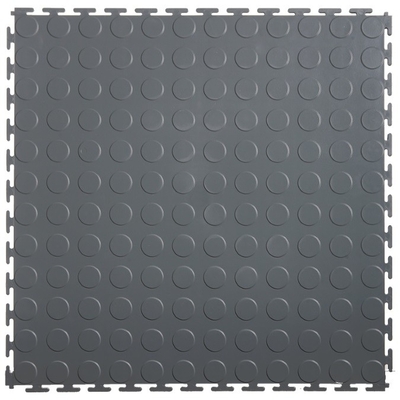 Gray Interlocking Vinyl Floor Tile 500*500mm Coin Surface For Use In Garages Workshop And Factories