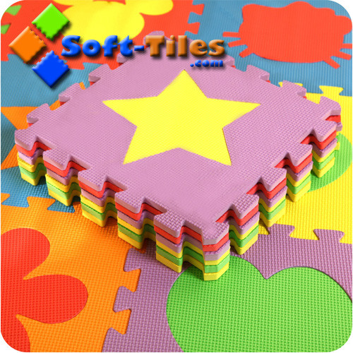 30-38degree Shore C Children'S Jigsaw Floor Mats / 10mm Soft Tiles Playmat