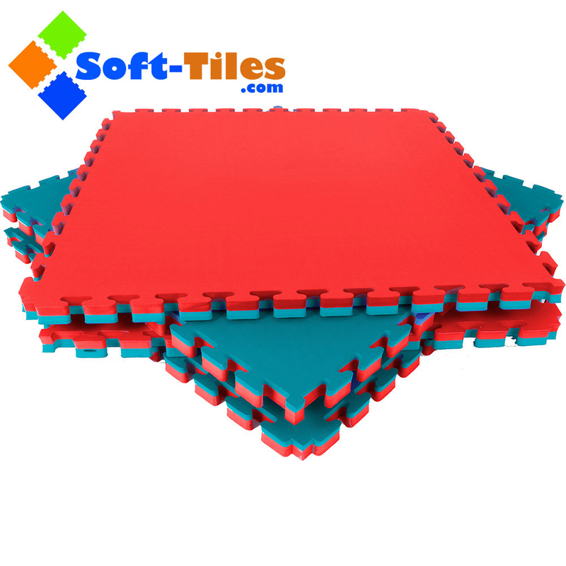 Red Blue 1m×1m High Density Gym Mat , 30mm Foam Exercise Tiles
