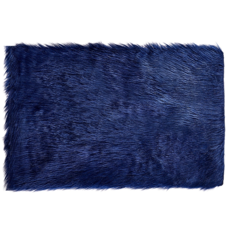 Navy Colour Polyester Area Rugs / Faux Sheepskin Area Rug