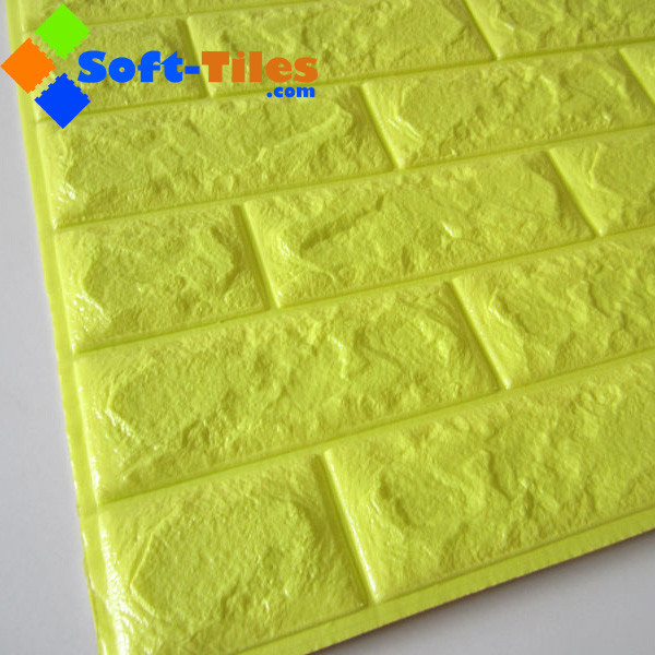 Bright Yellow Colour 770*700mm 3d Foam Brick Wall Decoration Sheet