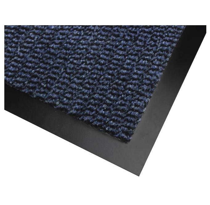 Europe Vyna-Plush Doormat | 7h x 600w x 900d mm | Black/Blue