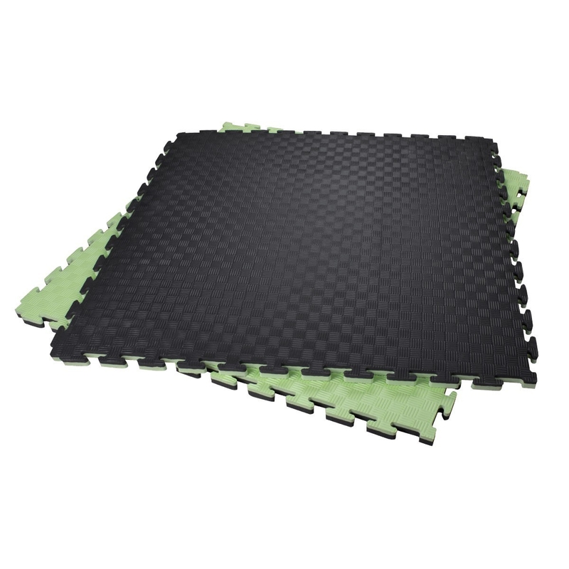 Green Black  40*40inch Gym Foam Mat Exercise Floor Squares 2 Layers