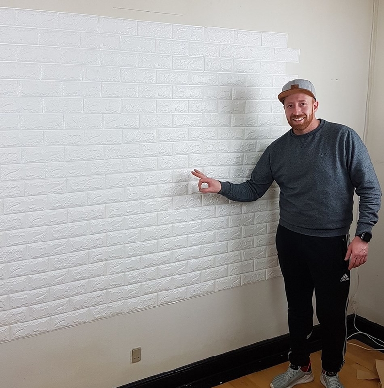 7mm White Foam Brick Wallpaper / 3d Brick Stone Wall Sticker 700mm width