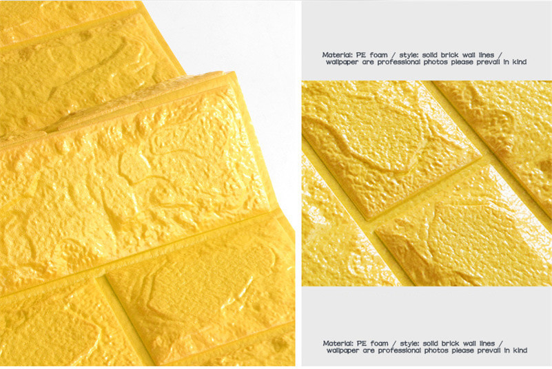 Gold Yellow 10mm 3d Wall Stickers Imitation Brick 770×700mm
